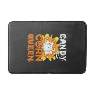 Candy Corn Queen Halloween Ghost Bats Spider Web Bath Mat