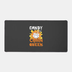 Candy Corn Queen Halloween Ghost Bats Spider Web Desk Mat