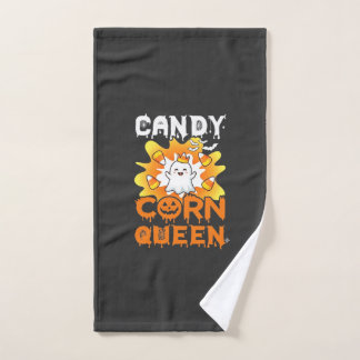 Candy Corn Queen Halloween Ghost Bats Spider Web Hand Towel
