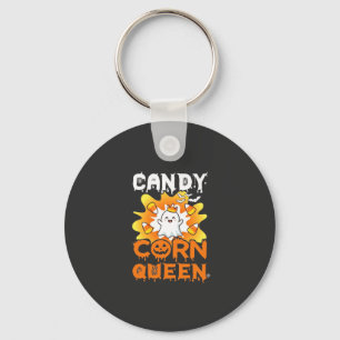 Candy Corn Queen Halloween Ghost Bats Spider Web Key Ring