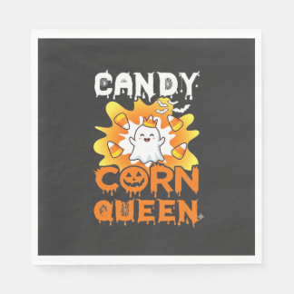 Candy Corn Queen Halloween Ghost Bats Spider Web Napkin