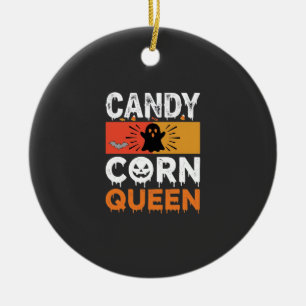 Candy Corn Queen Halloween SVG Design Ceramic Ornament