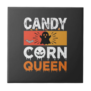 Candy Corn Queen Halloween SVG Design Ceramic Tile