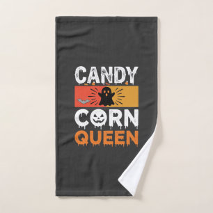 Candy Corn Queen Halloween SVG Design Hand Towel