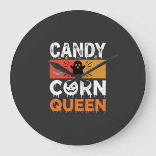 Candy Corn Queen Halloween SVG Design Large Clock