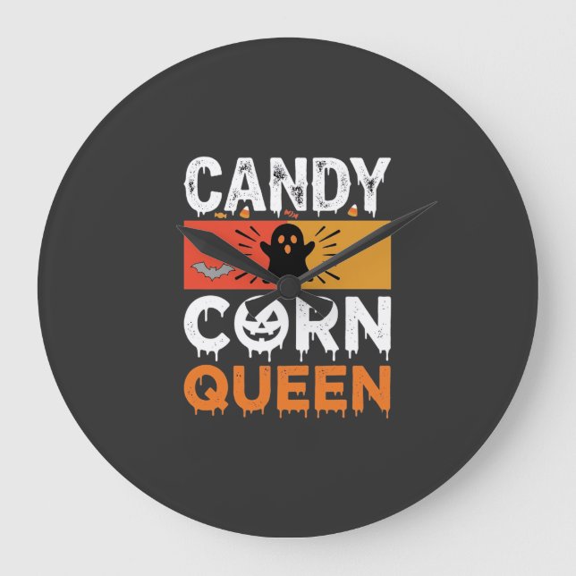 Candy Corn Queen Halloween SVG Design Large Clock (Front)