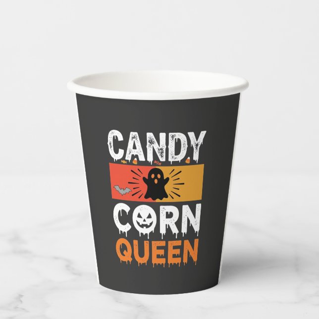 Candy Corn Queen Halloween SVG Design Paper Cups (Front)