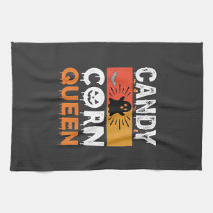 Candy Corn Queen Halloween SVG Design Tea Towel