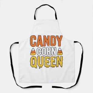 Candy Corn Queen Vintage Halloween T-Shirt Design_ Apron