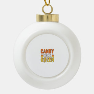 Candy Corn Queen Vintage Halloween T-Shirt Design_ Ceramic Ball Christmas Ornament