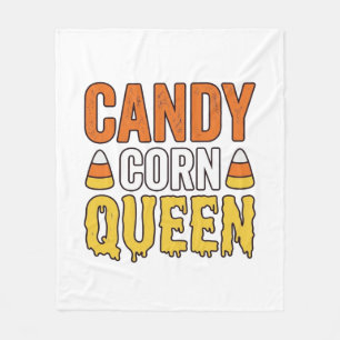Candy Corn Queen Vintage Halloween T-Shirt Design_ Fleece Blanket