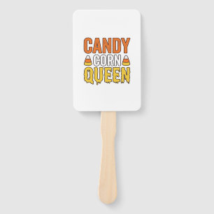 Candy Corn Queen Vintage Halloween T-Shirt Design_ Hand Fan