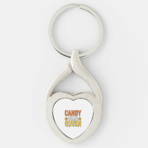 Candy Corn Queen Vintage Halloween T-Shirt Design_ Key Ring