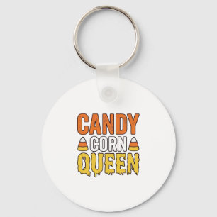 Candy Corn Queen Vintage Halloween T-Shirt Design_ Key Ring