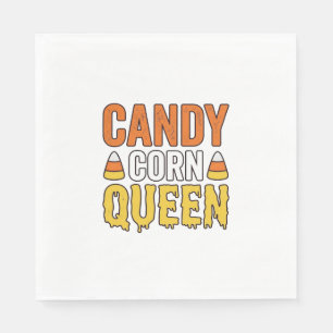 Candy Corn Queen Vintage Halloween T-Shirt Design_ Napkin