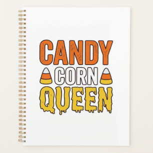 Candy Corn Queen Vintage Halloween T-Shirt Design_ Planner