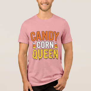 Candy Corn Queen Vintage Halloween T-Shirt Design_ Tri-Blend Shirt