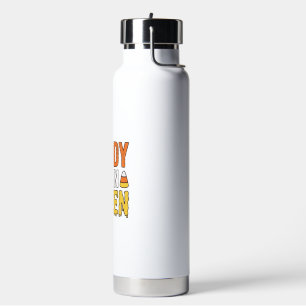 Candy Corn Queen Vintage Halloween T-Shirt Design_ Water Bottle