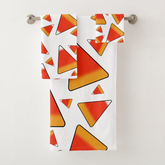 Candy Corn Red & Orange Bath Towel Set (Insitu)