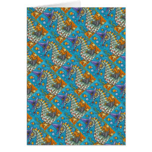 CANDY CORN SEAHORSE, UNDER THE SEA HALLOWEEN CARD