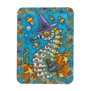 CANDY CORN SEAHORSE, UNDER THE SEA HALLOWEEN FISH MAGNET