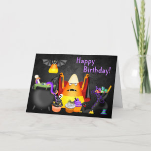 Candy Corn Spooky Treats Halloween Happy Birthday Card