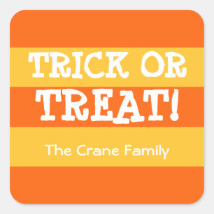 Candy corn stripes orange trick or treat Halloween Square Sticker