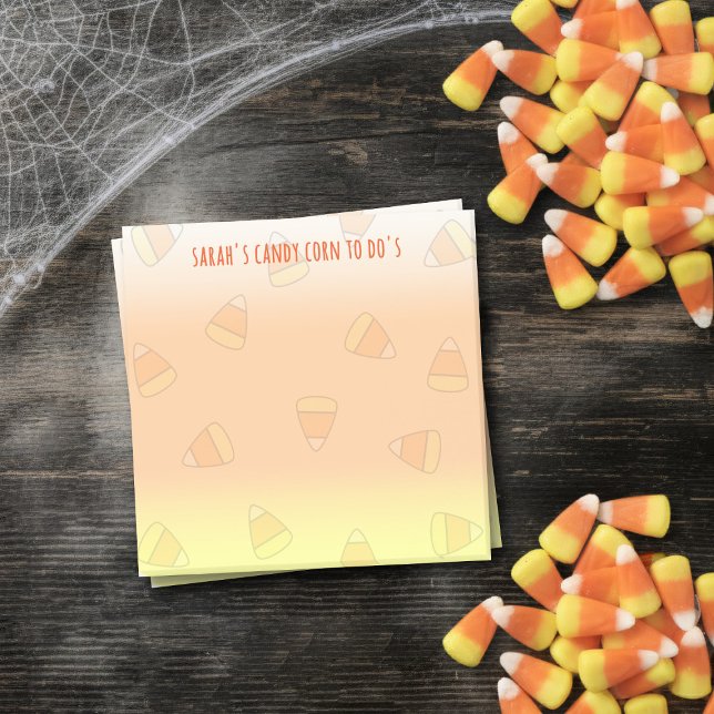 Candy Corn To Do Custom Post it Notes (Put your name on this cute candy corn post it notes and make a note to eat more candy corn)