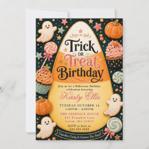 Candy Corn Trick or Treat Birthday Invitation