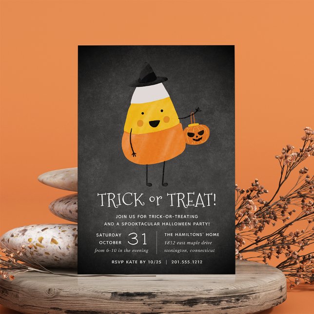 Candy Corn Trick or Treat Halloween Party Invitation (Creator Uploaded)