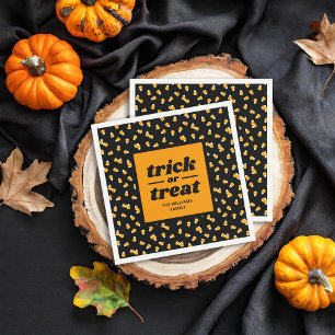 Candy Corn Trick or Treat Halloween Party Napkin