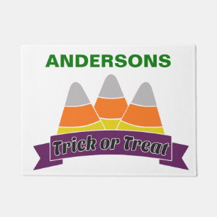 Candy Corn Trick or Treat Personalised Doormat