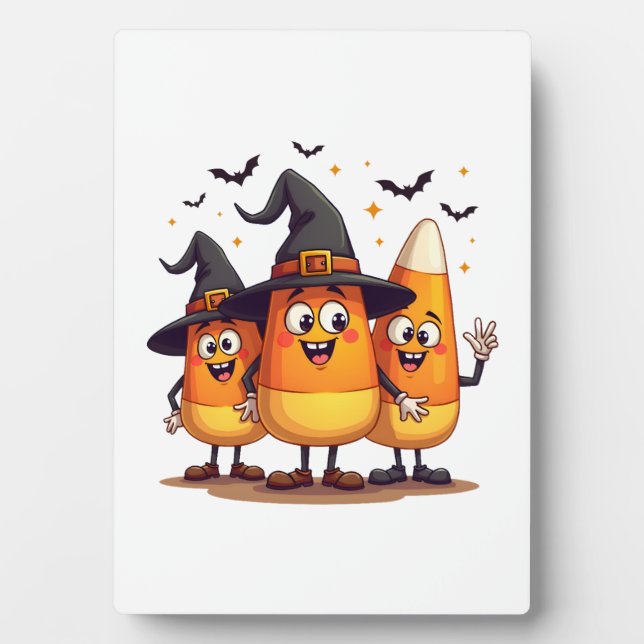 Candy Corn Trio � Funny Halloween Characters Plaque (Front)