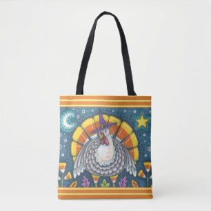 CANDY CORN TURKEY THANKSGIVING SHOULDER TOTE BAG