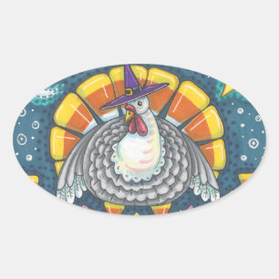 CANDY CORN TURKEY, THANKSGIVING STICKERS SHEET