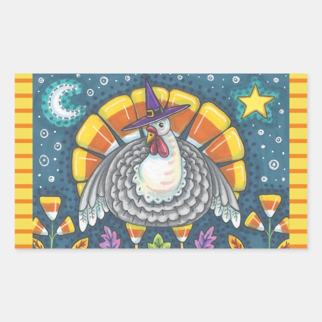 CANDY CORN TURKEY, THANKSGIVING STICKERS SHEET (Front)