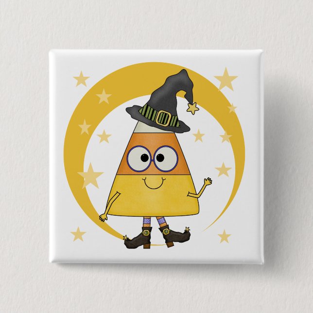 Candy Corn Witch Halloween 15 Cm Square Badge (Front)