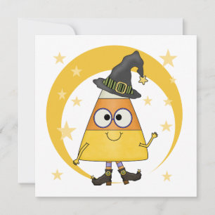 Candy Corn Witch Halloween Card