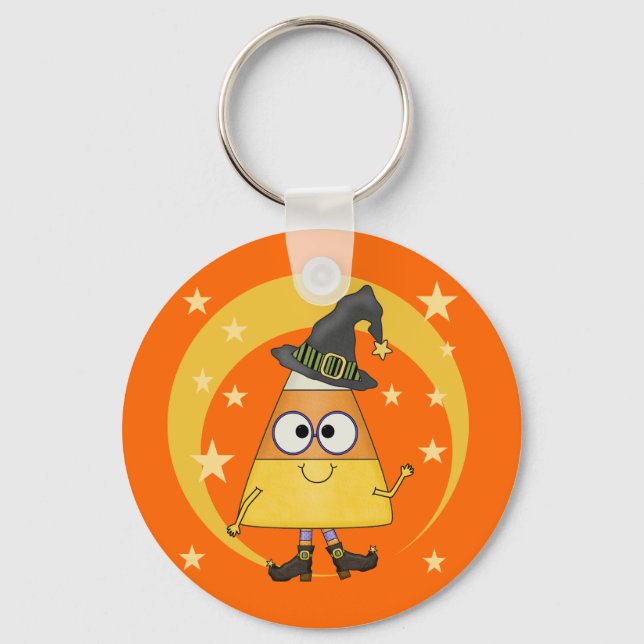 Candy Corn Witch Halloween Key Ring (Front)