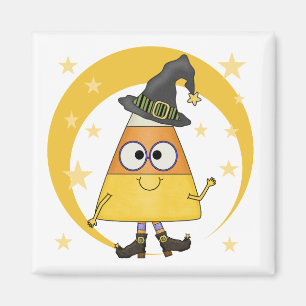 Candy Corn Witch Halloween Magnet