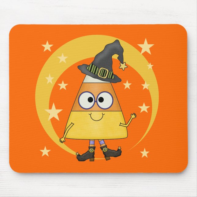 Candy Corn Witch Halloween Mouse Pad (Front)