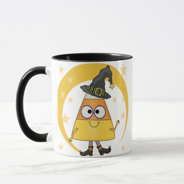 Candy Corn Witch Halloween Mug (Left)