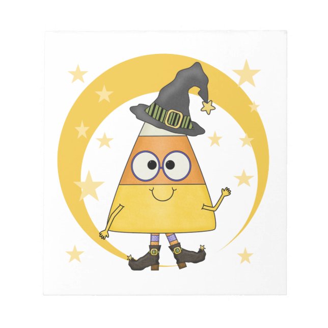 Candy Corn Witch Halloween Notepad (Front)