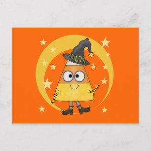 Candy Corn Witch Halloween Postcard