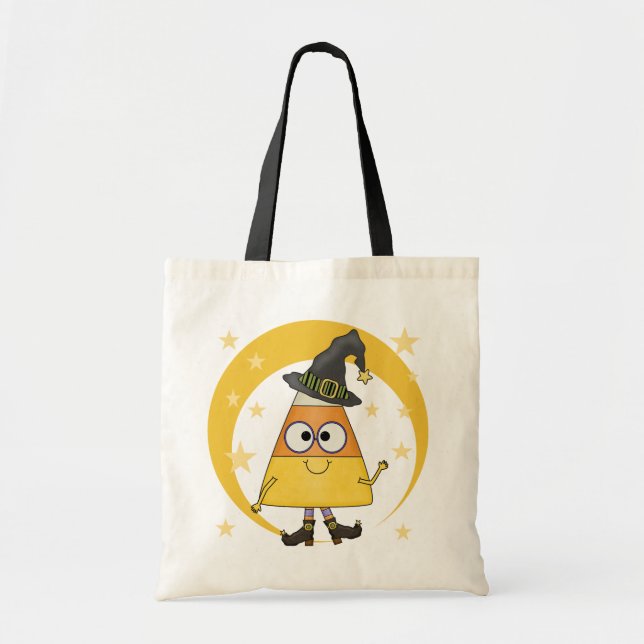 Candy Corn Witch Halloween Tote Bag (Front)
