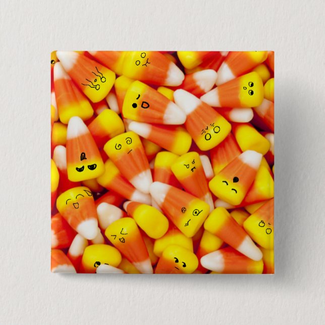 Candy Corn With Cute Faces Button (Front)