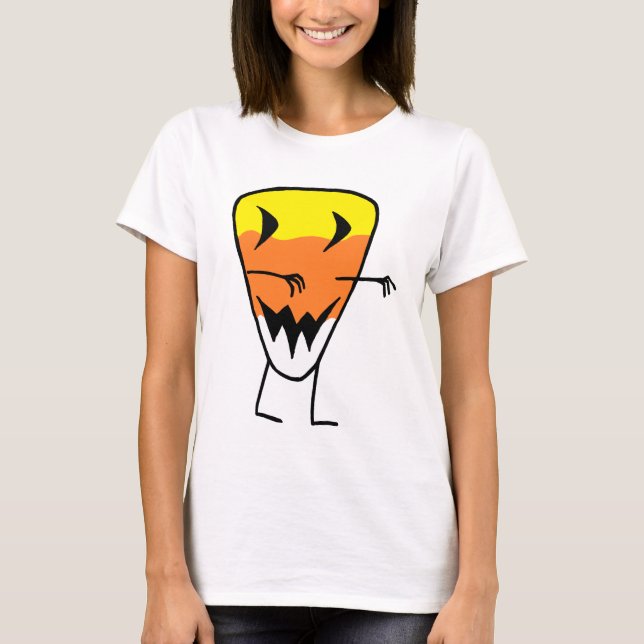 Candy Corn Zombie T-Shirt Halloween Women's Tee (Front)