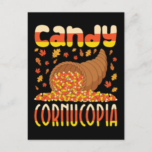 Candy Cornucopia Candy Corn Halloween Postcard