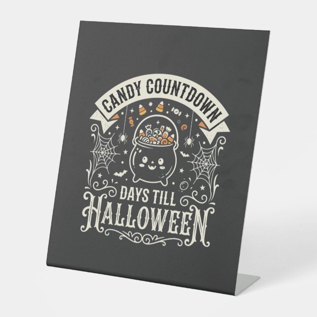 Candy Countdown Halloween Vector Design Pedestal Sign (Front)