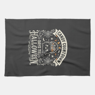 Candy Countdown Halloween Vector Design Tea Towel